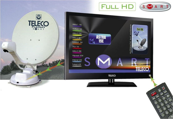 TELECO KIT FLATSAT ELEGANCE SMART ANTENNA SAT AUTOMATICA HD + TV 19