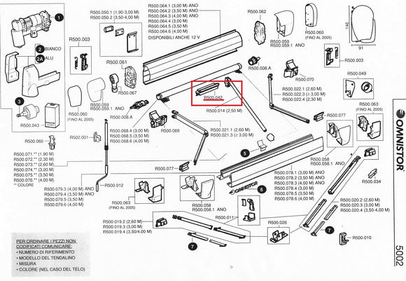 RICAMBI OMNISTOR THULE 5002: SUPPORTO TUBO AVVOLGIMENTO - AccessoriCaravan.it