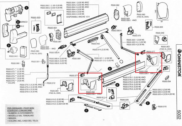 RICAMBI OMNISTOR THULE 5002: TAPPO FRONTALE DX+SX BIANCO - AccessoriCaravan.it