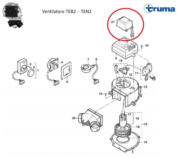 RICAMBI VENTILATORI TRUMAVENT TEB2 E TEN2 PER S3002 E S5002: TRASFORMATORE 220V/12V - AccessoriCaravan.it