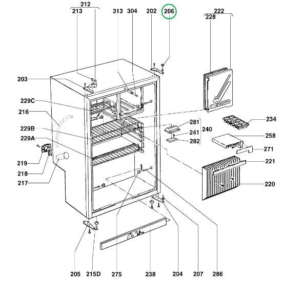 RICAMBI FRIGO RM4230-4320L PARTI MOBILE: BULLONE PER CERNIERA SUPERIORE - AccessoriCaravan.it