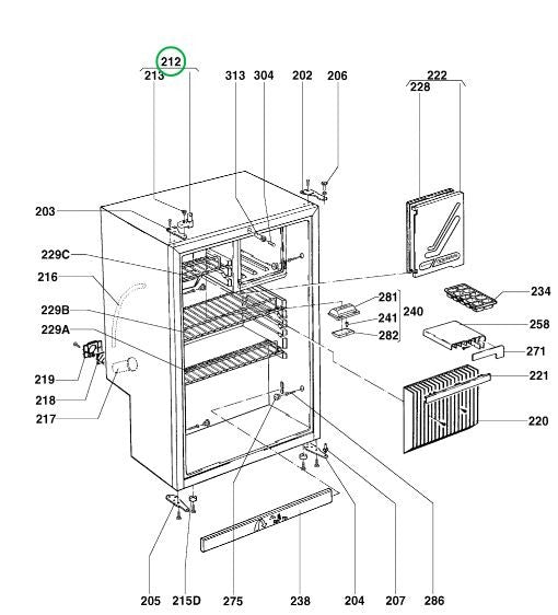RICAMBI FRIGO RM4230L PARTI MOBILE: FERMO PER PORTA - AccessoriCaravan.it