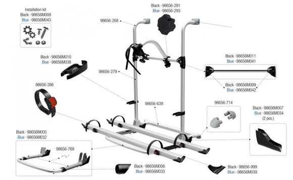 RICAMBI FIAMMA CARRY BIKE PRO PORTABICI TELESCOPICO MONTAGGIO POSTERIORE - accessoricaravan - accessori camper ricambi caravan